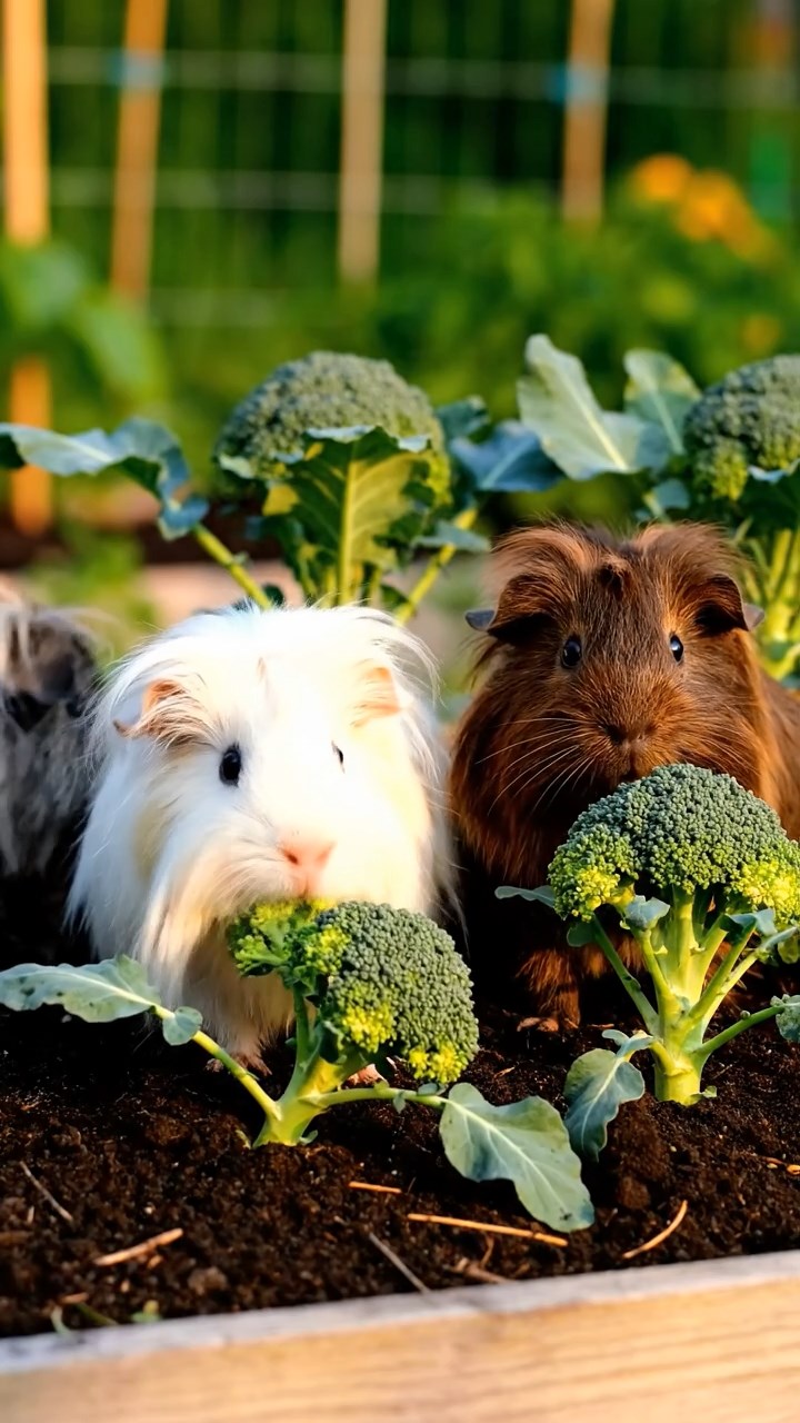 1339. Photorealistic scene of 2 smooth-haired White Crested guinea pigs featuring white and orange coats, eating alfalfa hay, on a lunar base habitat with regolith outside.