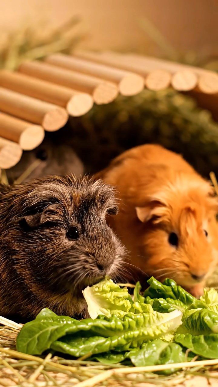 1350. Highly detailed view of 5 smooth-haired Skinny guinea pigs with fawn, chocolate, and cinnamon fur, nibbling on pineapple cores, inside a robotic manufacturing line with sparks.