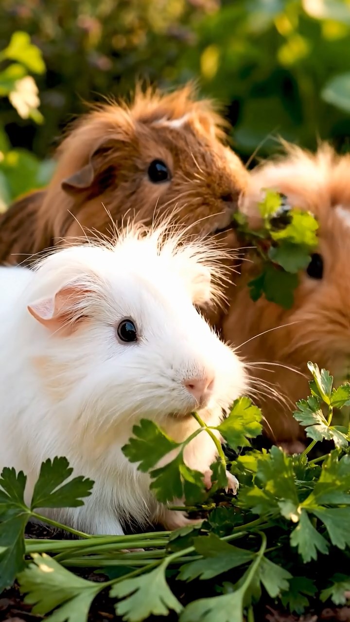 1355. Realistic image of 1 smooth-haired Teddy guinea pig with cinnamon fur, nibbling on grape clusters, on a space elevator observation deck with cosmic vistas.