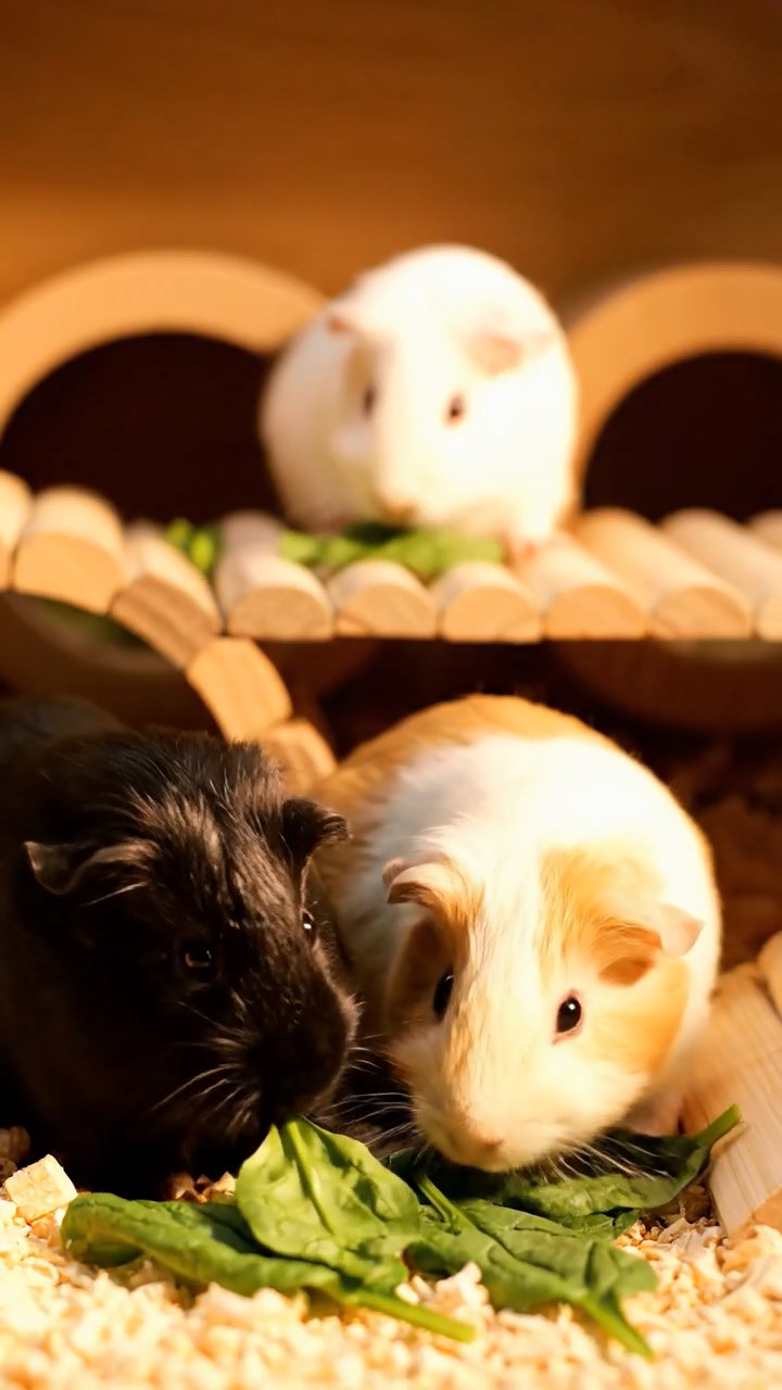 1365. Detailed image of 1 smooth-haired Teddy guinea pig with gray fur, nibbling on kiwi halves, on a ancient Roman racing circuit with chariots.