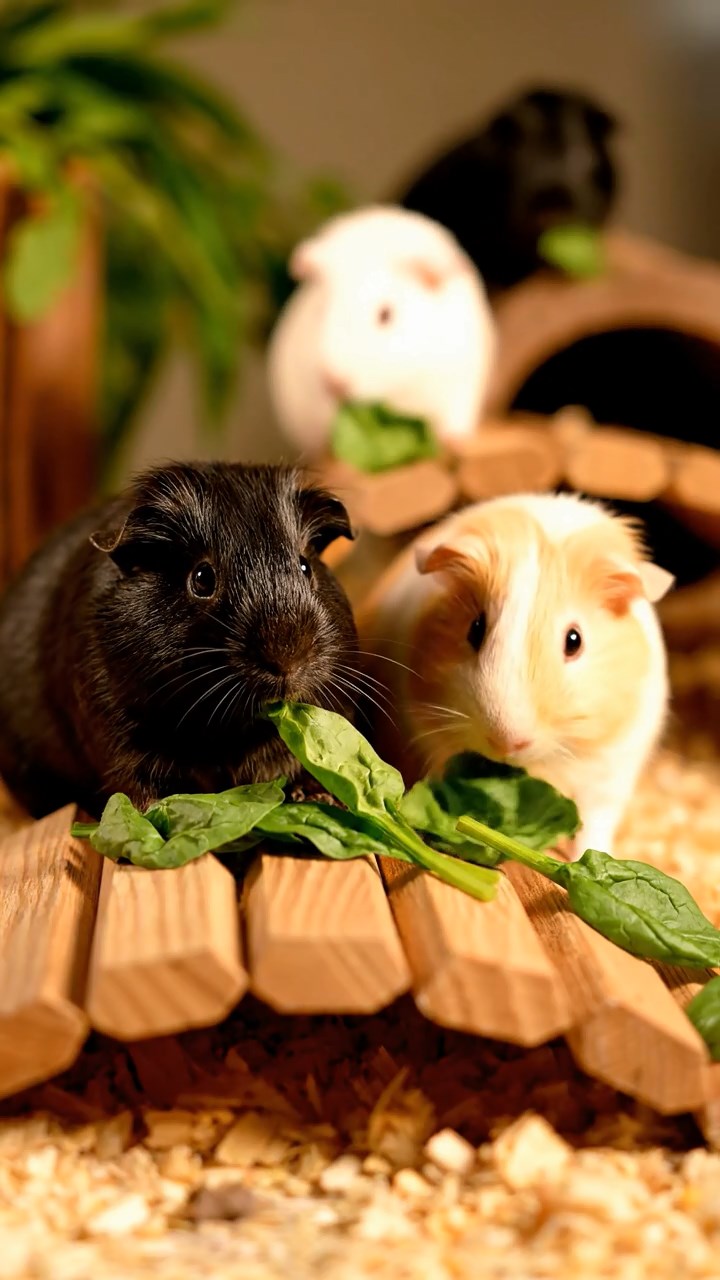 1365. Detailed image of 1 smooth-haired Teddy guinea pig with gray fur, nibbling on kiwi halves, on a ancient Roman racing circuit with chariots.