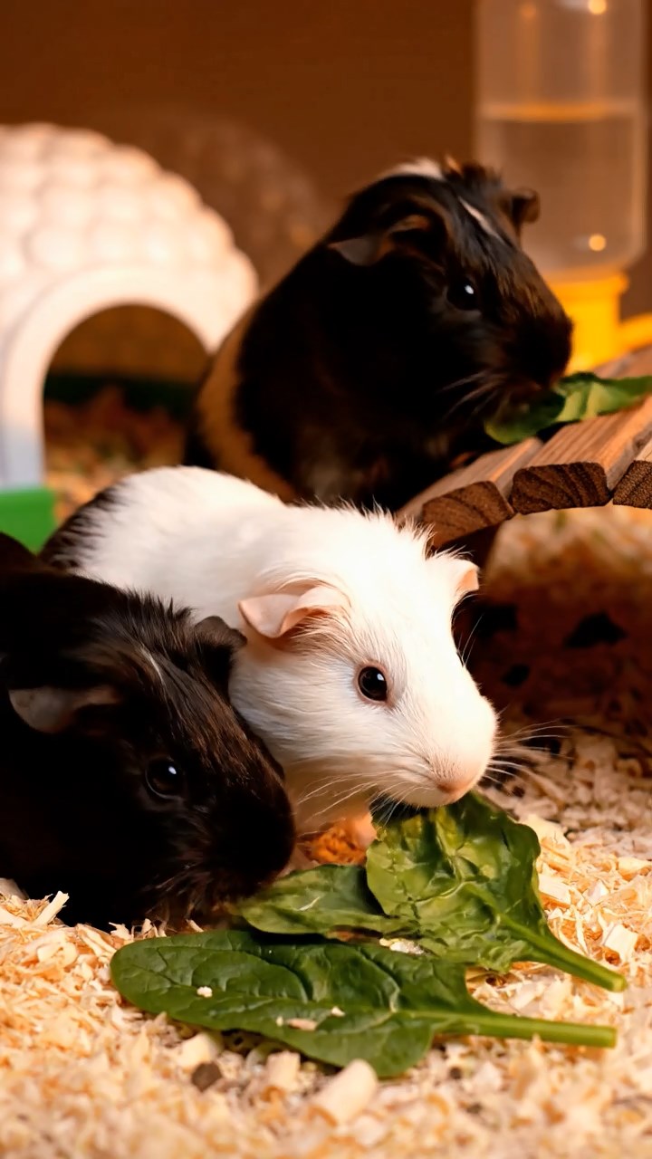 1365. Detailed image of 1 smooth-haired Teddy guinea pig with gray fur, nibbling on kiwi halves, on a ancient Roman racing circuit with chariots.