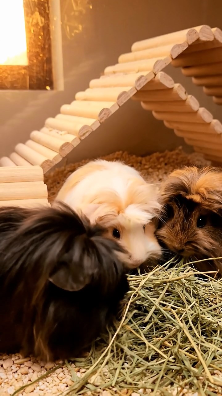 1370. Realistic depiction of 1 smooth-haired Skinny guinea pig with brown fur, nibbling on grape stems, in a classic detective's book-lined study with clues.