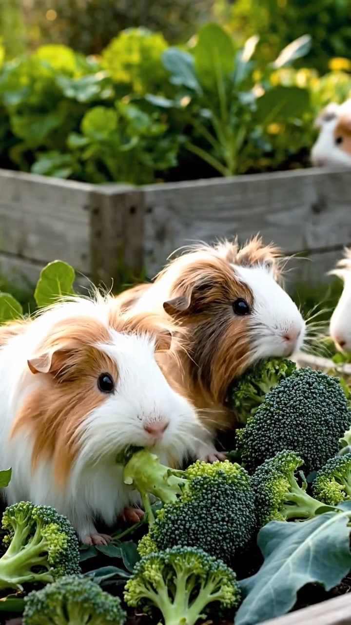 1387. Photorealistic image of 3 smooth-haired Rex guinea pigs featuring black, brown, and cream coats, sharing carrot sticks, on a market barge in Italian canals.