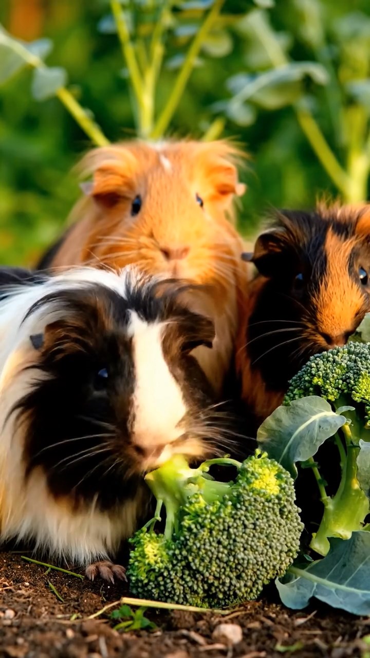1399. Photorealistic photo of 4 smooth-haired White Crested guinea pigs with orange, gray, and black fur, eating grape vines, in a swampy bayou with cypress trees.