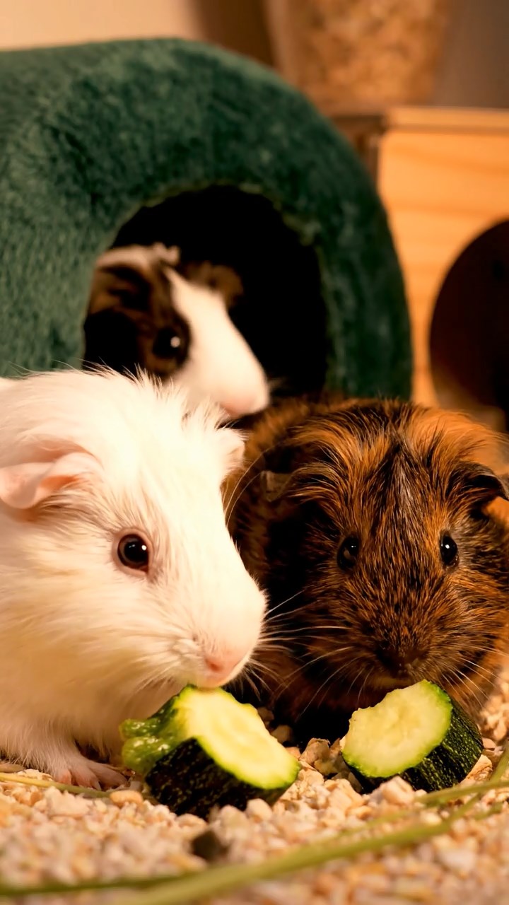 1400. Realistic depiction of 2 smooth-haired Skinny guinea pigs in brown and cream colors, nibbling on pineapple leaves, atop a famous New York monument crown with views.