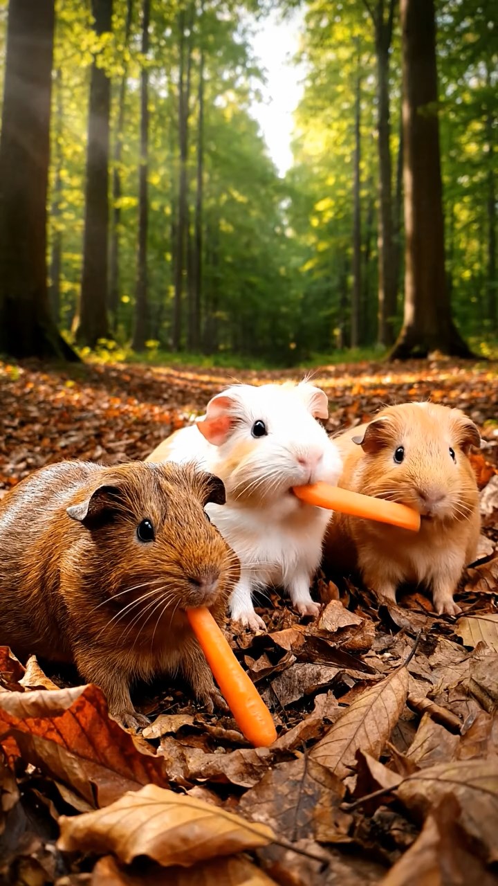 607. Highly detailed view of 2 smooth-haired Himalayan guinea pigs with Fawn and Sable fur, dressed as journalists in tiny vests, writing articles in a guinea pig newsroom with hay desks and miniature typewriters, under bright lights, creating a realistic, bustling scene.