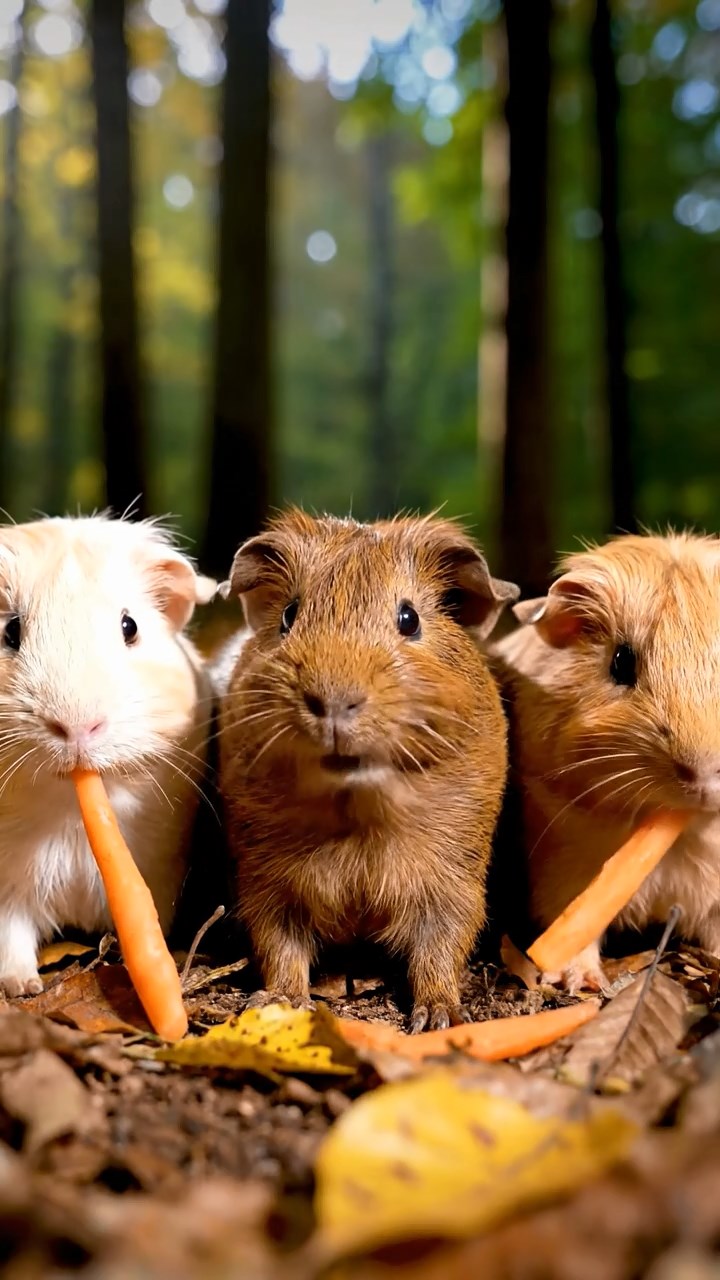 607. Highly detailed view of 2 smooth-haired Himalayan guinea pigs with Fawn and Sable fur, dressed as journalists in tiny vests, writing articles in a guinea pig newsroom with hay desks and miniature typewriters, under bright lights, creating a realistic, bustling scene.