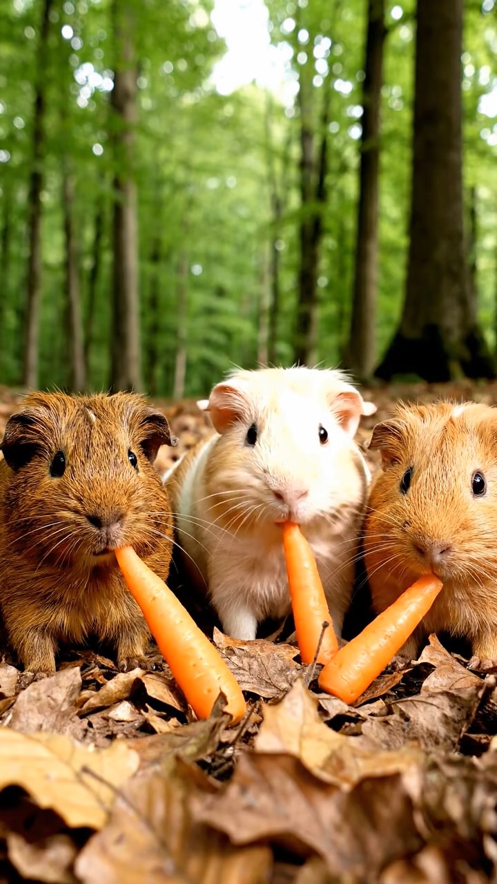 607. Highly detailed view of 2 smooth-haired Himalayan guinea pigs with Fawn and Sable fur, dressed as journalists in tiny vests, writing articles in a guinea pig newsroom with hay desks and miniature typewriters, under bright lights, creating a realistic, bustling scene.