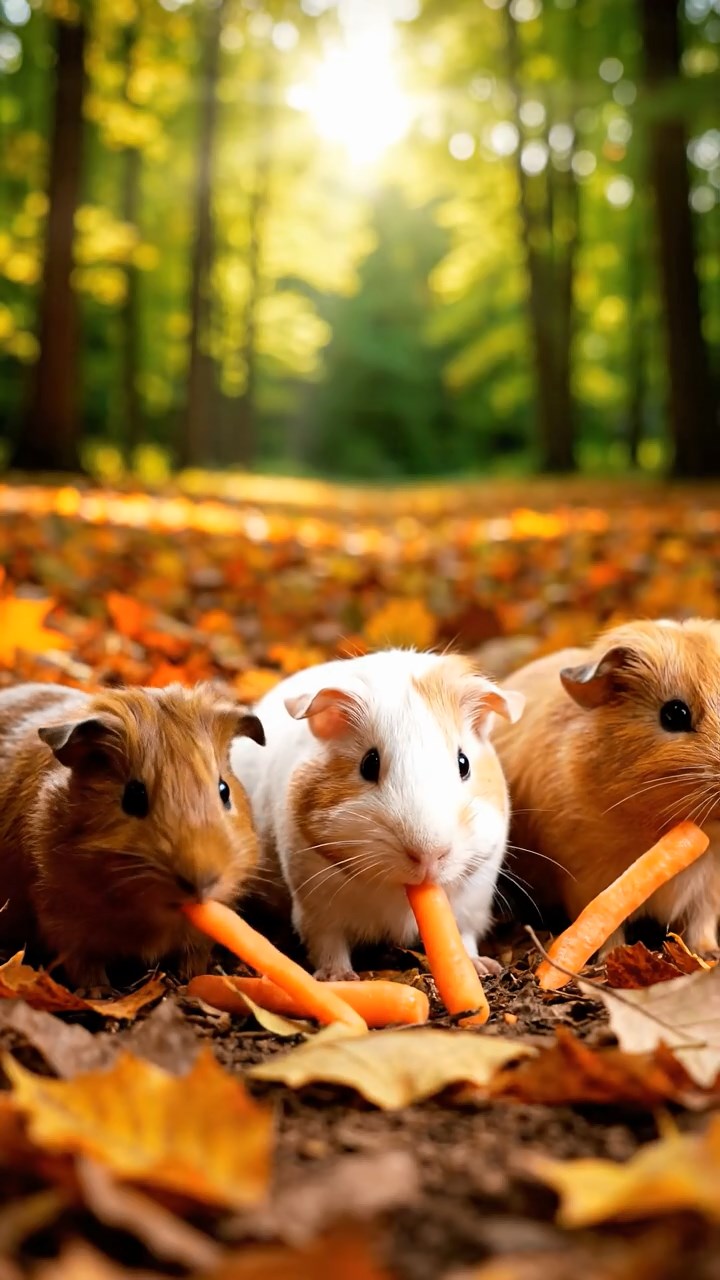 607. Highly detailed view of 2 smooth-haired Himalayan guinea pigs with Fawn and Sable fur, dressed as journalists in tiny vests, writing articles in a guinea pig newsroom with hay desks and miniature typewriters, under bright lights, creating a realistic, bustling scene.