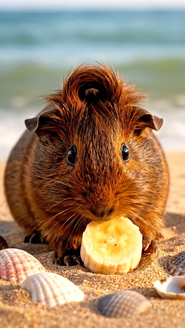 608. Realistic scene of 3 smooth-haired Californian guinea pigs with Chocolate, Cinnamon, and Gray fur, drinking from a clear stream in a forested slope with pine needles and moss, under dappled sunlight, enhancing the authentic, serene atmosphere.