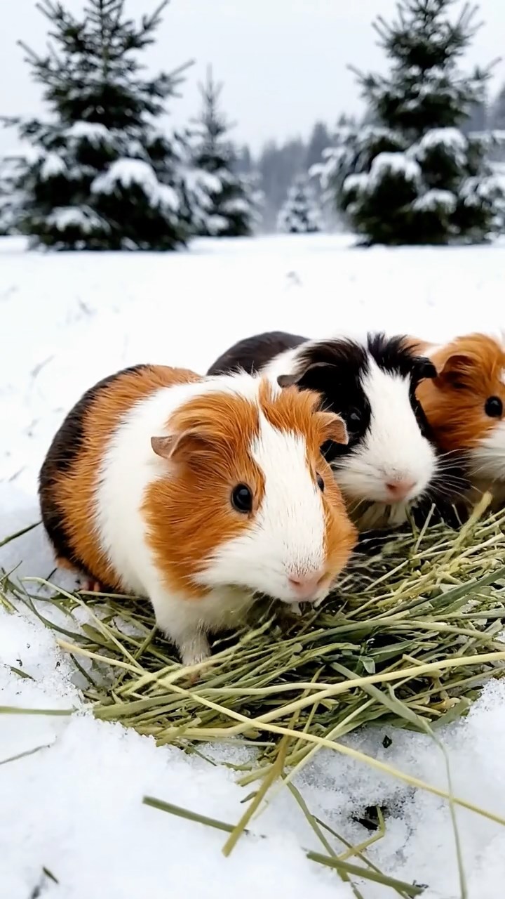 609. Detailed photo of 4 smooth-haired American guinea pigs with White, Orange, Black, and Brown fur, dressed as architects in tiny hard hats, sketching blueprints in a guinea pig office with hay models and wooden desks, under soft daylight, creating a vivid, realistic professional scene.