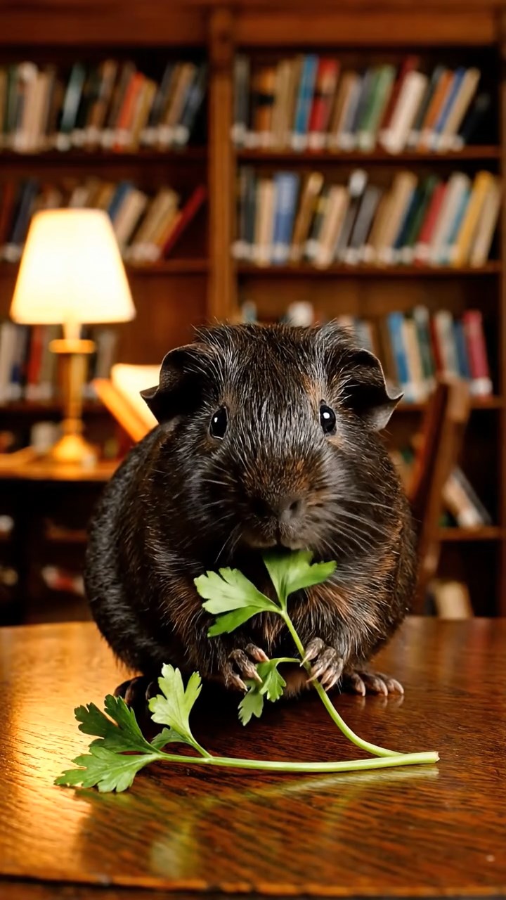 613. Detailed photo of 3 smooth-haired American guinea pigs with Gray, Cream, and Brown fur, marking territory with subtle scent trails in a lush fern grove with dense green fronds, under dappled sunlight, creating a vivid, realistic forest scene.