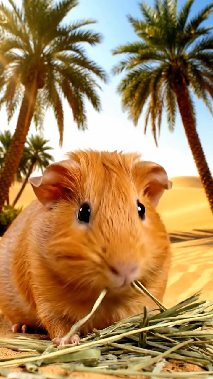 617. Detailed photo of 2 smooth-haired American guinea pigs with Fawn and Sable fur, dressed as bakers in tiny aprons, baking bread in a guinea pig bakery with hay ovens and wooden counters, under soft lamplight, creating a realistic, cozy culinary scene.