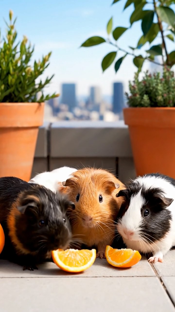 618. Photorealistic scene of 3 smooth-haired Teddy guinea pigs with Chocolate, Cinnamon, and Gray fur, exploring a maze of twigs and grass in a forested clearing with soft moss and scattered leaves, under dappled sunlight, enhancing the authentic, adventurous atmosphere.