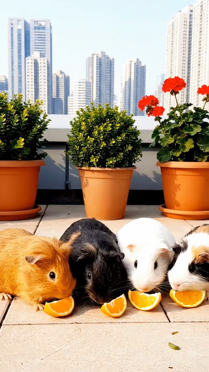 618. Photorealistic scene of 3 smooth-haired Teddy guinea pigs with Chocolate, Cinnamon, and Gray fur, exploring a maze of twigs and grass in a forested clearing with soft moss and scattered leaves, under dappled sunlight, enhancing the authentic, adventurous atmosphere.
