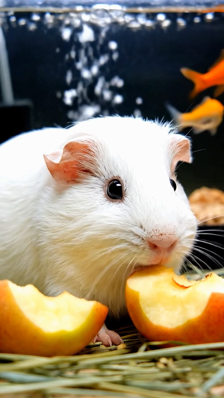 622. Photorealistic scene of 2 smooth-haired Teddy guinea pigs with Orange and Black fur, dressed as engineers in tiny helmets, constructing a miniature bridge in a guinea pig workshop with hay beams and tools, under bright daylight, enhancing the lifelike, industrious atmosphere.