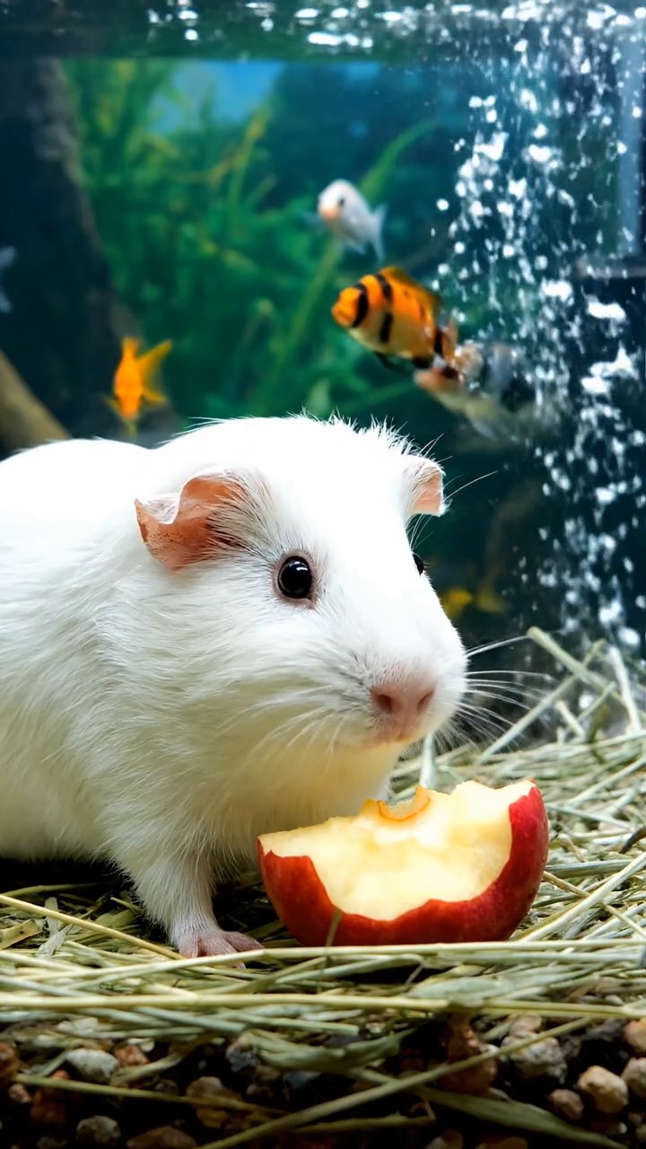 622. Photorealistic scene of 2 smooth-haired Teddy guinea pigs with Orange and Black fur, dressed as engineers in tiny helmets, constructing a miniature bridge in a guinea pig workshop with hay beams and tools, under bright daylight, enhancing the lifelike, industrious atmosphere.