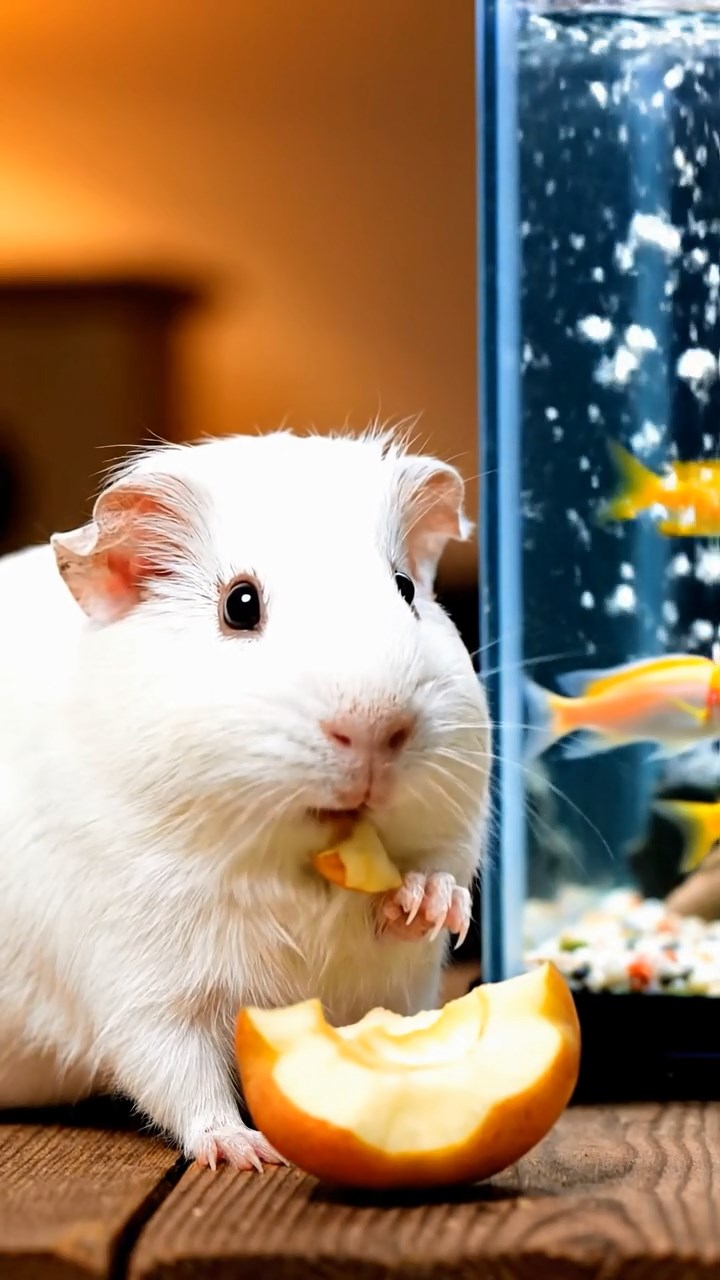 622. Photorealistic scene of 2 smooth-haired Teddy guinea pigs with Orange and Black fur, dressed as engineers in tiny helmets, constructing a miniature bridge in a guinea pig workshop with hay beams and tools, under bright daylight, enhancing the lifelike, industrious atmosphere.