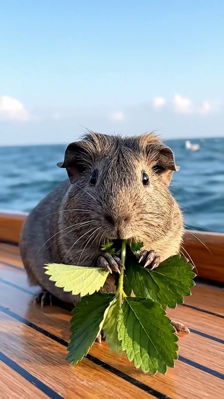 627. Highly detailed view of 2 smooth-haired Himalayan guinea pigs with Fawn and Sable fur, dressed as musicians in tiny vests, playing miniature pianos in a guinea pig concert hall with hay seats and velvet curtains, under warm spotlights, creating a realistic, elegant scene.