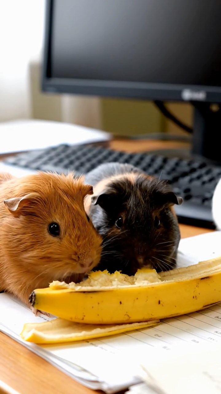 630. Photorealistic scene of 5 smooth-haired Teddy guinea pigs with Cream, Fawn, Sable, Gray, and Cinnamon fur, play-fighting in a grassy clearing with soft moss and scattered twigs, under gentle morning light, capturing a realistic, playful woodland moment.