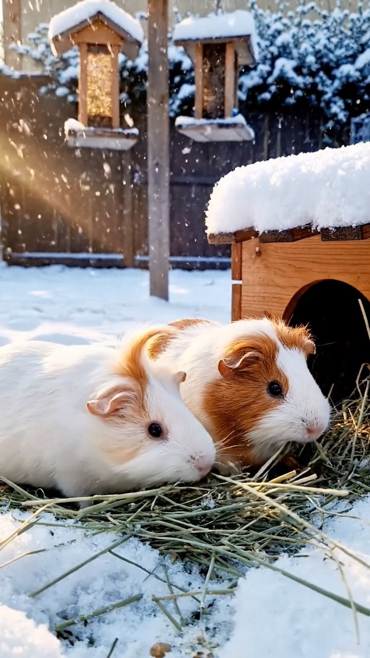 639. Highly detailed view of 4 smooth-haired Himalayan guinea pigs with White, Orange, Black, and Brown fur, dressed as writers in tiny scarves, drafting novels in a guinea pig study with miniature books and hay desks, under warm lamplight, creating a vivid, realistic literary scene.