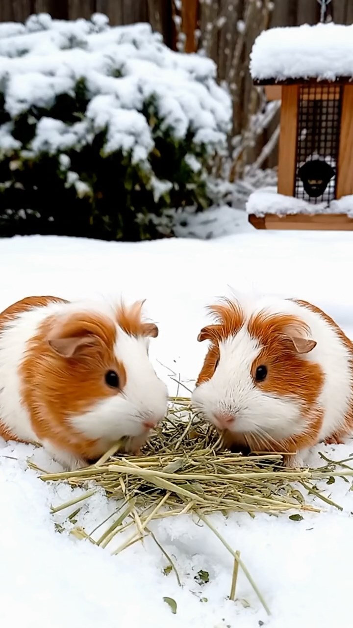 639. Highly detailed view of 4 smooth-haired Himalayan guinea pigs with White, Orange, Black, and Brown fur, dressed as writers in tiny scarves, drafting novels in a guinea pig study with miniature books and hay desks, under warm lamplight, creating a vivid, realistic literary scene.