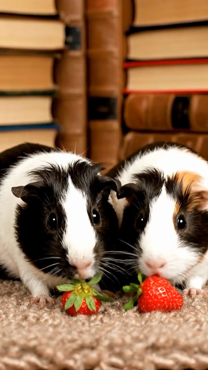643. Highly detailed view of 3 smooth-haired Himalayan guinea pigs with Gray, Cream, and Brown fur, mating in a secluded grassy clearing surrounded by tall ferns and soft moss, under gentle morning light, creating a realistic, intimate natural scene.