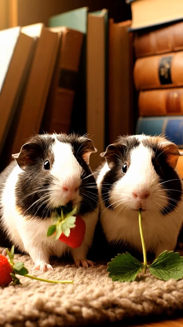 643. Highly detailed view of 3 smooth-haired Himalayan guinea pigs with Gray, Cream, and Brown fur, mating in a secluded grassy clearing surrounded by tall ferns and soft moss, under gentle morning light, creating a realistic, intimate natural scene.