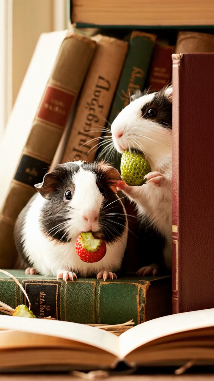643. Highly detailed view of 3 smooth-haired Himalayan guinea pigs with Gray, Cream, and Brown fur, mating in a secluded grassy clearing surrounded by tall ferns and soft moss, under gentle morning light, creating a realistic, intimate natural scene.