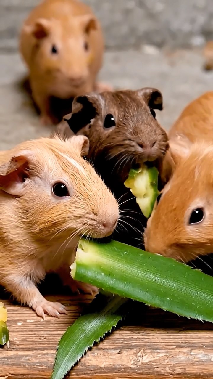 650. Photorealistic scene of 5 smooth-haired Teddy guinea pigs with Cream, Fawn, Sable, Gray, and Cinnamon fur, play-fighting in a grassy clearing with soft moss and scattered twigs, under gentle morning light, capturing a realistic, playful woodland moment.