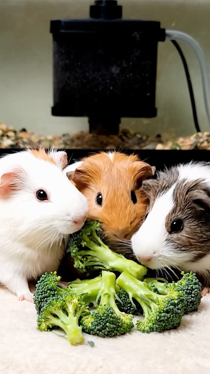 652. Realistic scene of 2 smooth-haired Californian guinea pigs with Orange and Black fur, dressed as tailors in tiny vests, sewing miniature vests in a guinea pig atelier with colorful fabrics and hay mannequins, under warm lamplight, enhancing the lifelike, creative atmosphere.