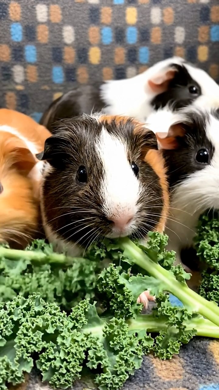 656. Realistic scene of 1 smooth-haired Californian guinea pig with Cream fur, nibbling on strawberries, in a fragrant rose garden with blooming red and white roses, under warm sunlight, capturing a vivid, lifelike romantic moment.