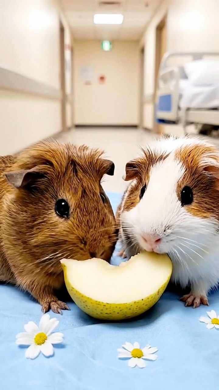 662. Photorealistic scene of 2 smooth-haired Teddy guinea pigs with Orange and Black fur, dressed as engineers in tiny helmets, constructing a miniature dam in a guinea pig workshop with hay beams and tools, under bright daylight, enhancing the lifelike, industrious atmosphere.