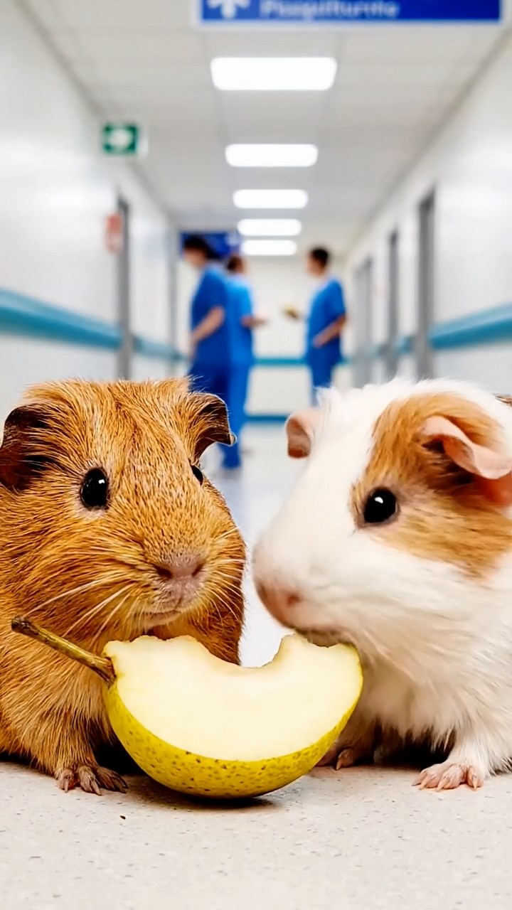 662. Photorealistic scene of 2 smooth-haired Teddy guinea pigs with Orange and Black fur, dressed as engineers in tiny helmets, constructing a miniature dam in a guinea pig workshop with hay beams and tools, under bright daylight, enhancing the lifelike, industrious atmosphere.