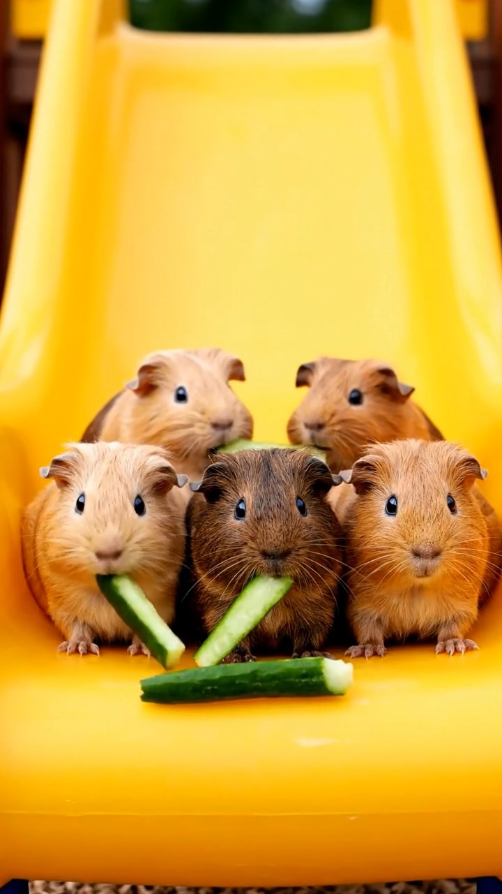 663. Highly detailed view of 3 smooth-haired Himalayan guinea pigs with Gray, Cream, and Brown fur, mating in a secluded grassy clearing surrounded by tall ferns and soft moss, under gentle morning light, creating a realistic, intimate natural scene.