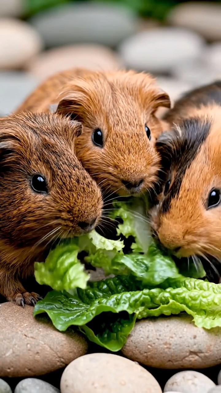 676. Realistic scene of 1 smooth-haired Californian guinea pig with Cream fur, nibbling on strawberries, in a fragrant rose garden with blooming red and white roses, under warm sunlight, capturing a vivid, lifelike romantic moment.