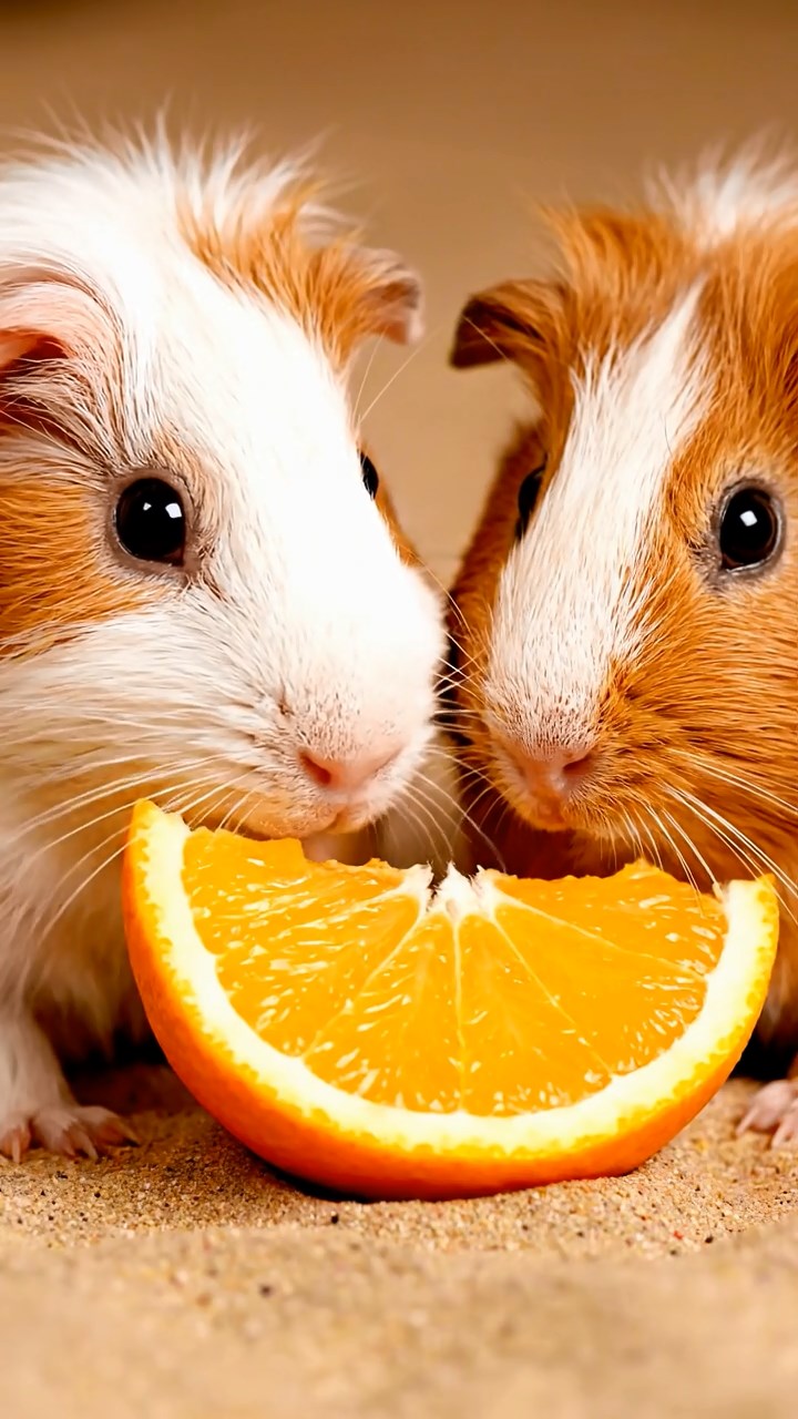 677. Detailed photo of 2 smooth-haired American guinea pigs with Fawn and Sable fur, dressed as bakers in tiny aprons, baking pies in a guinea pig bakery with hay ovens and wooden counters, under soft lamplight, creating a realistic, cozy culinary scene.