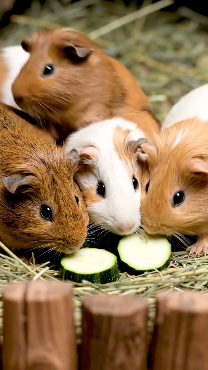 683. Highly detailed view of 3 smooth-haired Himalayan guinea pigs with Gray, Cream, and Brown fur, mating in a secluded grassy clearing surrounded by tall ferns and soft moss, under gentle morning light, creating a realistic, intimate natural scene.