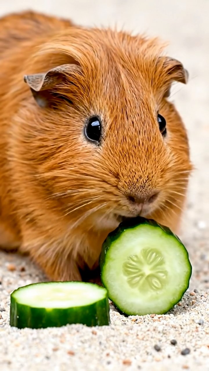 693. Detailed photo of 3 smooth-haired American guinea pigs with Gray, Cream, and Brown fur, burrowing like rabbits in a sandy dune with sparse grass and distant cacti, under a golden sunset, creating a vivid, realistic desert scene.