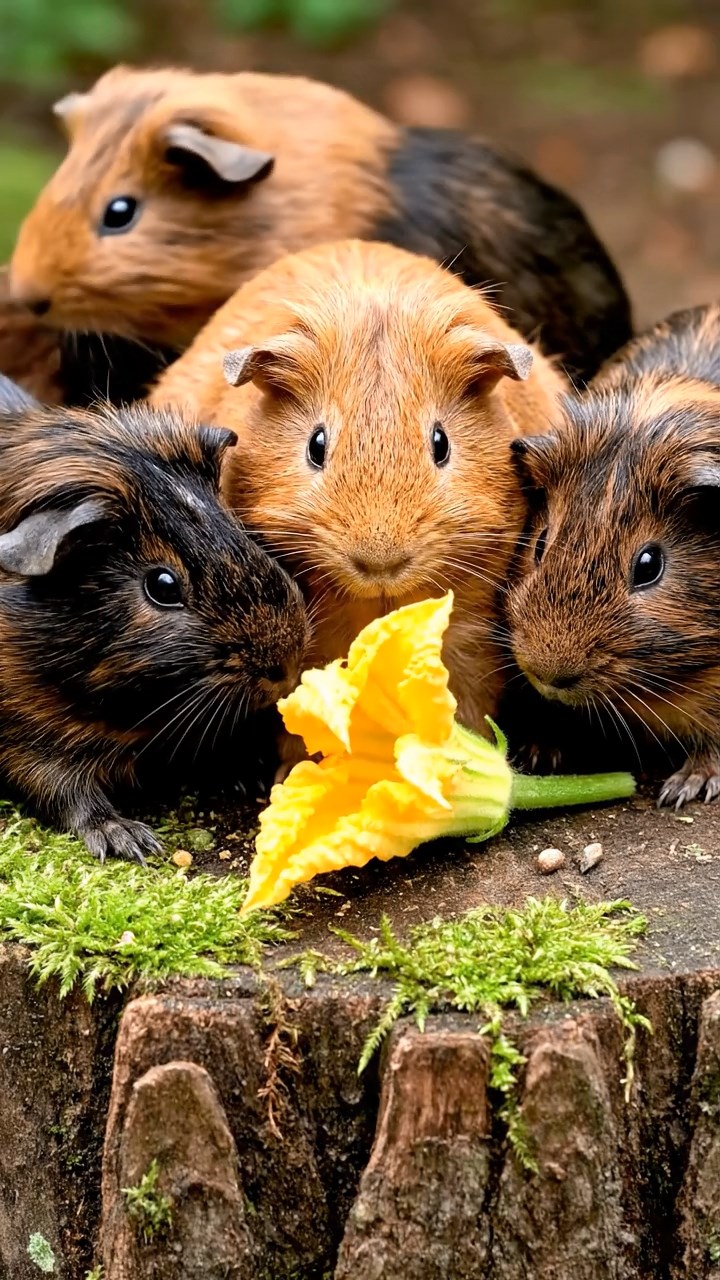 697. Detailed photo of 2 smooth-haired American guinea pigs with Fawn and Sable fur, dressed as bakers in tiny aprons, baking bread in a guinea pig bakery with hay ovens and wooden counters, under soft lamplight, creating a realistic, cozy culinary scene.