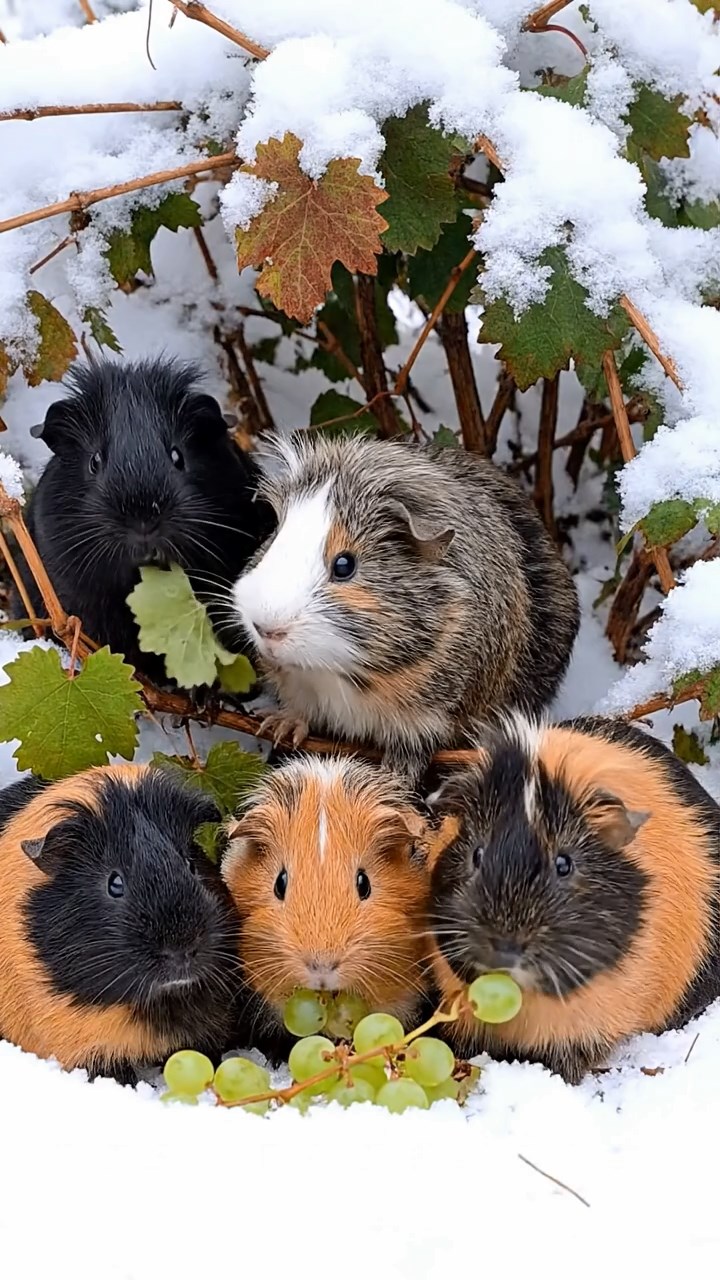 699. Highly detailed view of 4 smooth-haired Himalayan guinea pigs with White, Orange, Black, and Brown fur, dressed as writers in tiny scarves, drafting poems in a guinea pig study with miniature books and hay desks, under warm lamplight, creating a vivid, realistic literary scene.