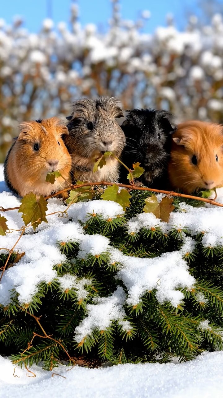 699. Highly detailed view of 4 smooth-haired Himalayan guinea pigs with White, Orange, Black, and Brown fur, dressed as writers in tiny scarves, drafting poems in a guinea pig study with miniature books and hay desks, under warm lamplight, creating a vivid, realistic literary scene.