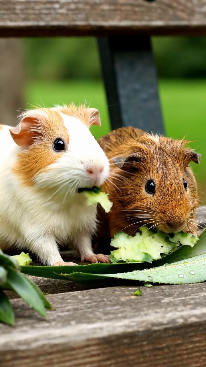 700. Realistic scene of 5 smooth-haired Californian guinea pigs with Cream, Fawn, Sable, Gray, and Cinnamon fur, sleeping in a cozy pile in a lush meadow with wildflowers and a gentle breeze, under golden sunlight, capturing a lifelike, tranquil group moment.