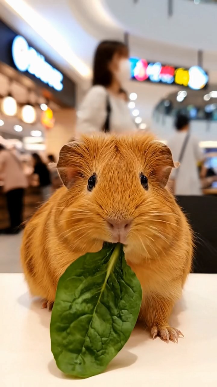 704. Realistic scene of 4 smooth-haired Californian guinea pigs with Fawn, Chocolate, Cinnamon, and Sable fur, dressed as firefighters in tiny uniforms, operating a miniature ladder in a guinea pig town square with cobblestone paths and glowing lanterns, enhancing the lifelike, heroic atmosphere.