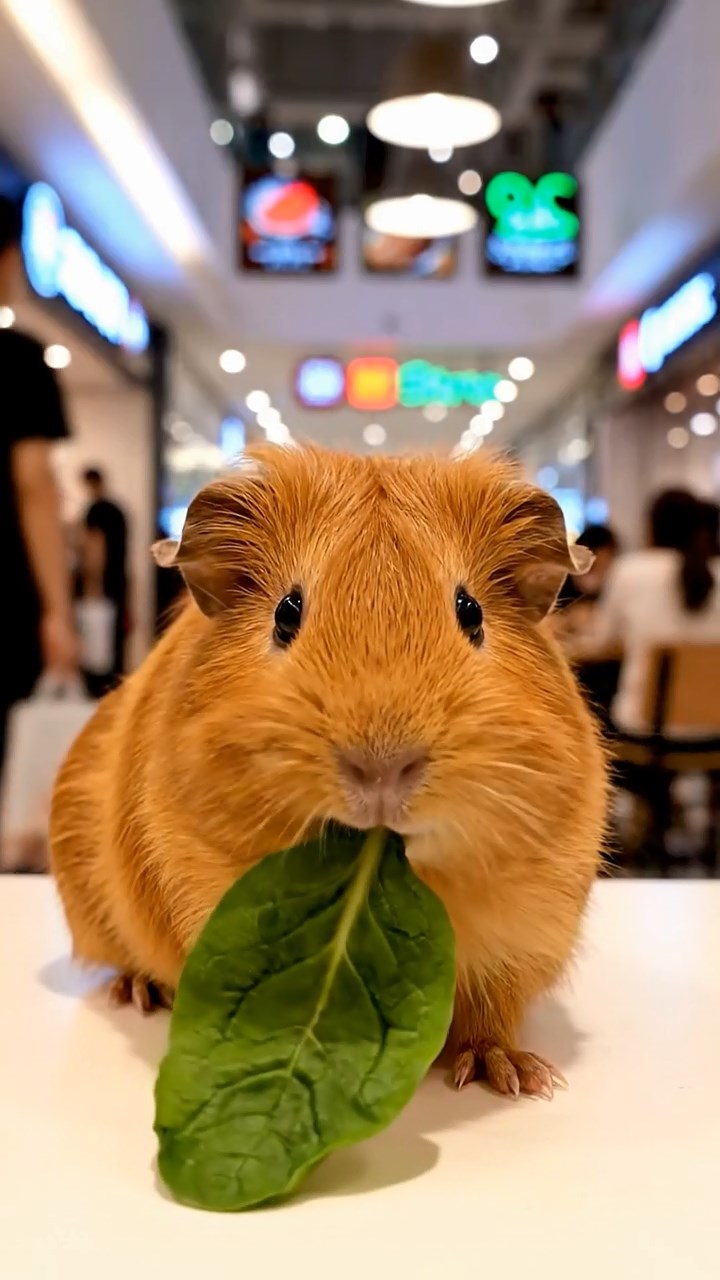 704. Realistic scene of 4 smooth-haired Californian guinea pigs with Fawn, Chocolate, Cinnamon, and Sable fur, dressed as firefighters in tiny uniforms, operating a miniature ladder in a guinea pig town square with cobblestone paths and glowing lanterns, enhancing the lifelike, heroic atmosphere.