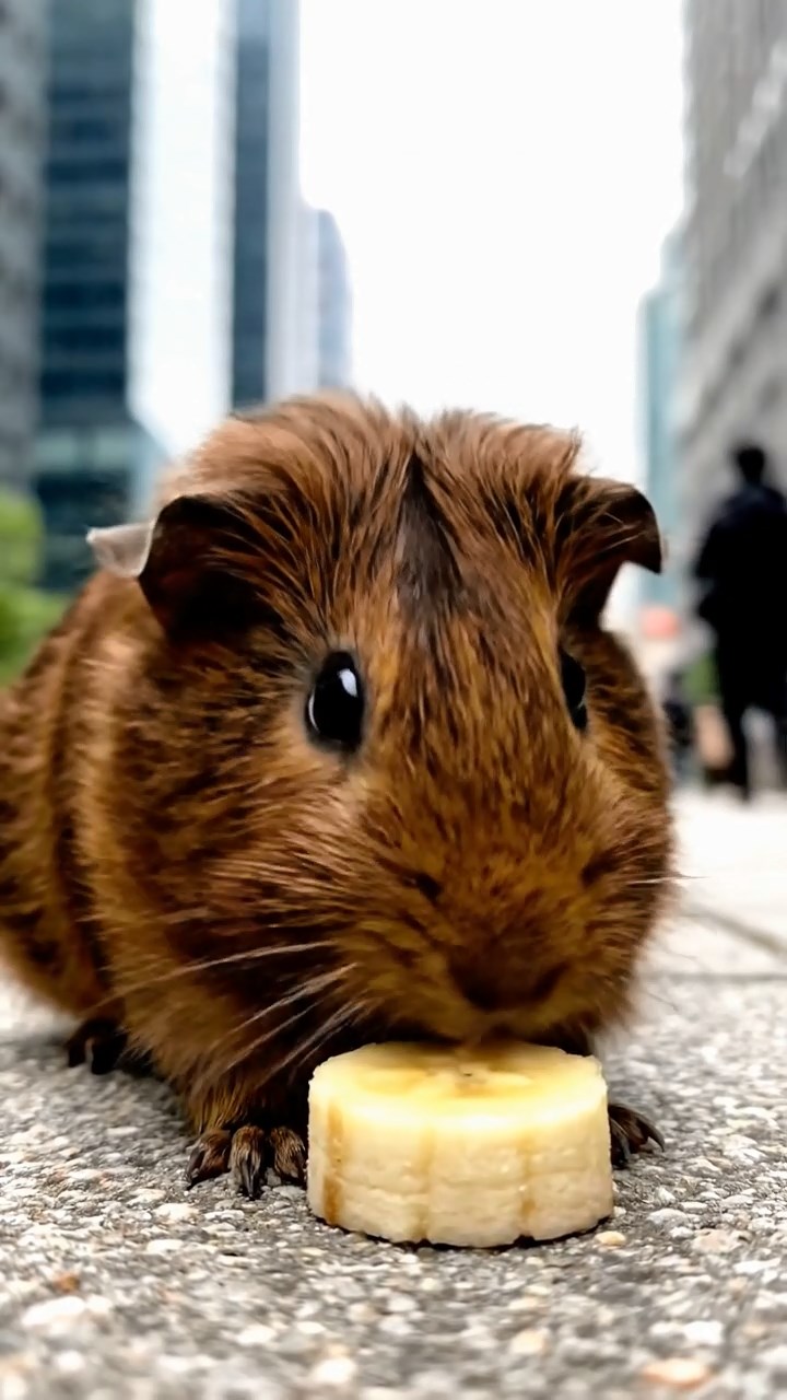 708. Realistic scene of 3 smooth-haired Californian guinea pigs with Chocolate, Cinnamon, and Gray fur, drinking from a clear stream in a forested slope with pine needles and moss, under dappled sunlight, enhancing the authentic, serene atmosphere.