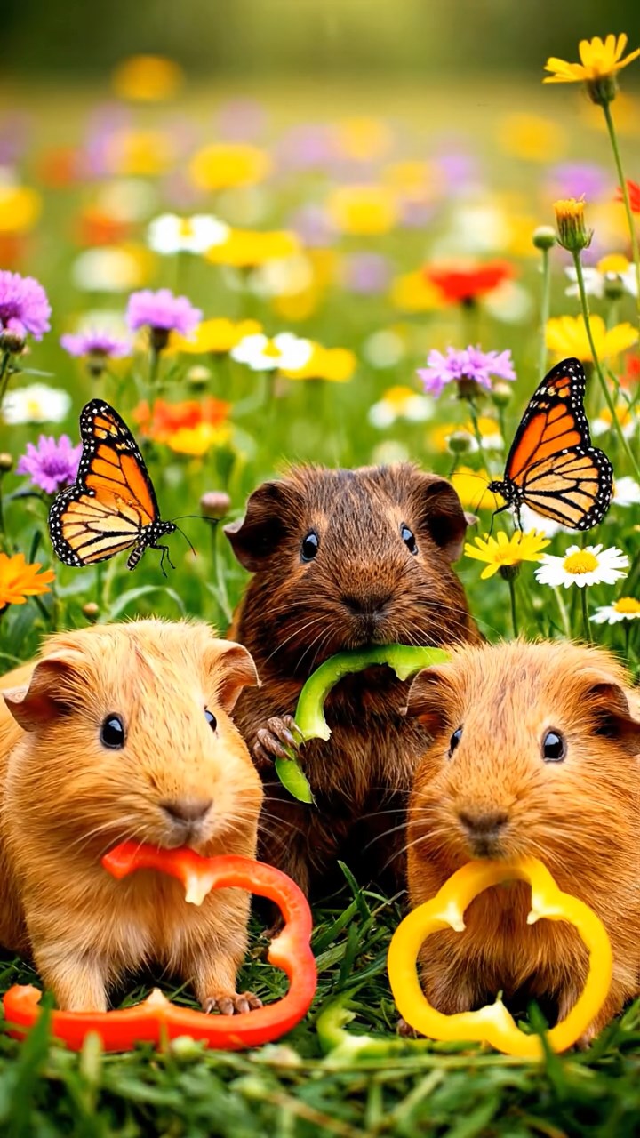 712. Realistic scene of 2 smooth-haired Californian guinea pigs with Orange and Black fur, dressed as tailors in tiny vests, sewing miniature scarves in a guinea pig atelier with colorful fabrics and hay mannequins, under warm lamplight, enhancing the lifelike, creative atmosphere.