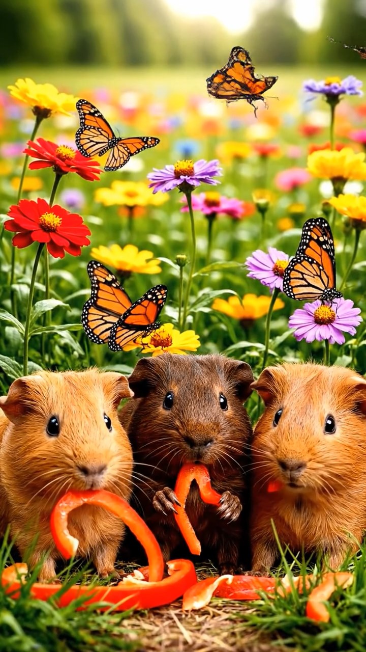 712. Realistic scene of 2 smooth-haired Californian guinea pigs with Orange and Black fur, dressed as tailors in tiny vests, sewing miniature scarves in a guinea pig atelier with colorful fabrics and hay mannequins, under warm lamplight, enhancing the lifelike, creative atmosphere.