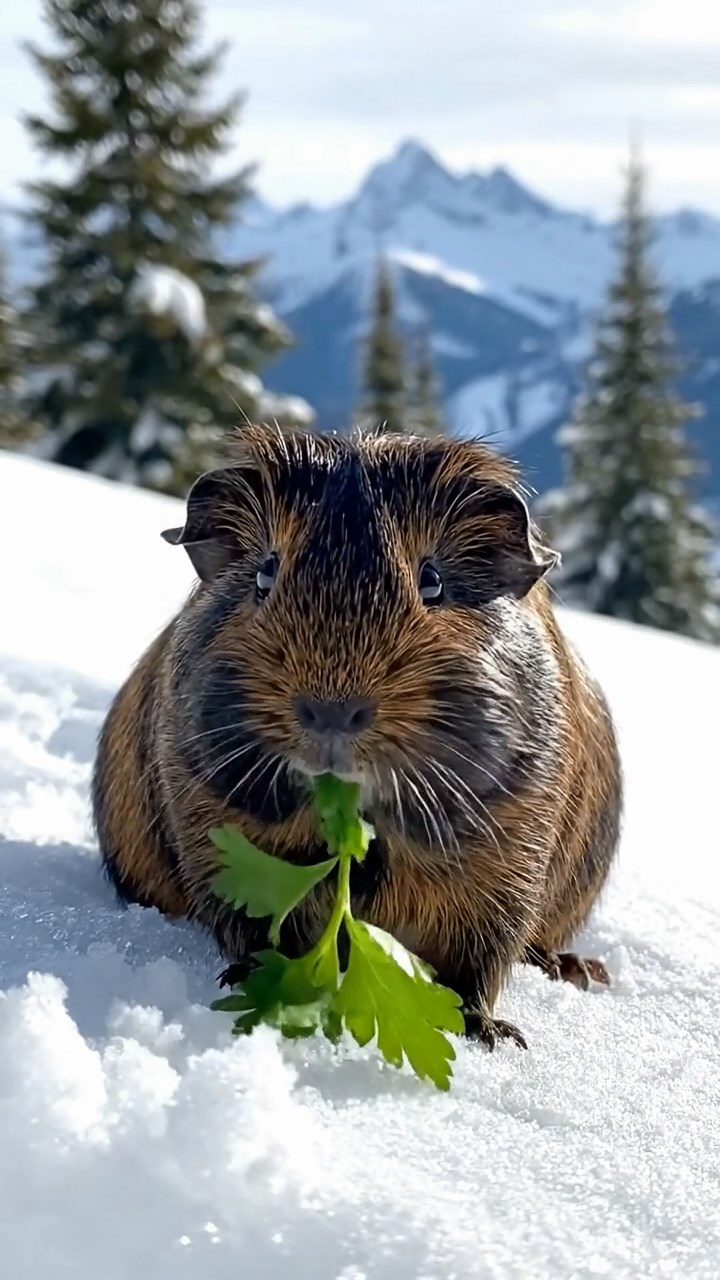 713. Detailed photo of 3 smooth-haired American guinea pigs with Gray, Cream, and Brown fur, marking territory with subtle scent trails in a lush fern grove with dense green fronds, under dappled sunlight, creating a vivid, realistic forest scene.